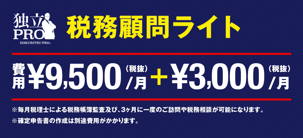 税務顧問ライト ¥9,500/月＋¥3,000/月